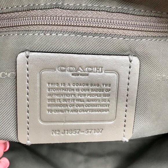 Coach Gray Pebbled Leather Turnlock Chain Tote Bag 57107 - Picture 11 of 11